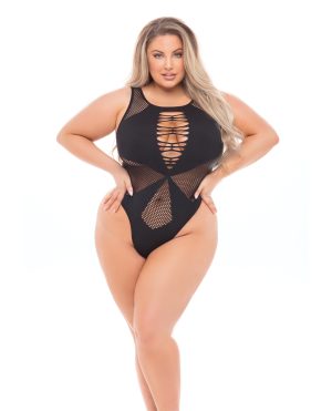 Pink Lipstick Highneck Bodysuit (Fits up to 3X) Black QN by Pink Lipstick product image