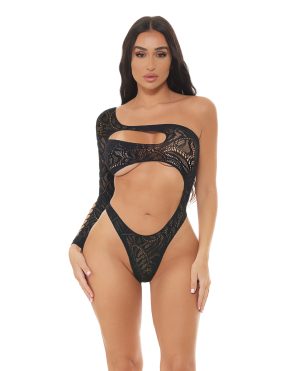 Pink Lipstick Tap In One Shoulder Teddy – Black O/S by Pink Lipstick product image