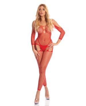 Pink Lipstick In My Head Net Bodystocking Red O/S by Pink Lipstick product image