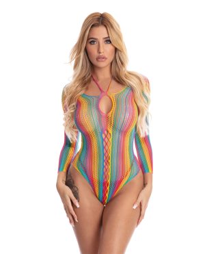 Pink Lipstick More Color Long Sleeve Bodysuit Rainbow O/S by Pink Lipstick product image