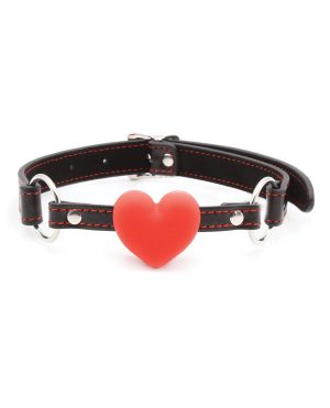 Plesur Heart Ball Gag w/Red Hearts – Black by Plesur product image