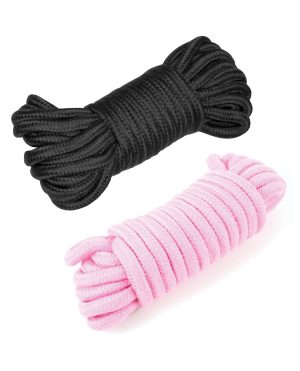 Plesur Cotton Shibari Bondage Rope 2 Pack – Black/Pink by Plesur product image