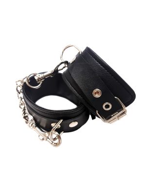 Rouge Fetish Play Vegan Leather Wrist Cuffs – Black by Rouge product image