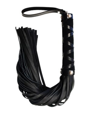 Rouge Short Leather Flogger w/Studs – Black by Rouge product image