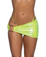 Metallic Iridescent Scrunched Skirt w/Ring Detail - Neon Yellow L/XL