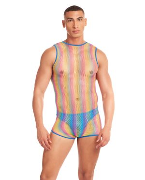 Rainbow Party Pride Star Mesh Singlet 2 pc Set w/Thong – Rainbow L/XL by Rene Rofe and Pink Lipstick product image