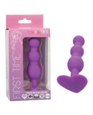 First Time Vibrating Triple Beaded Anal Probe – Purple by First Time product image