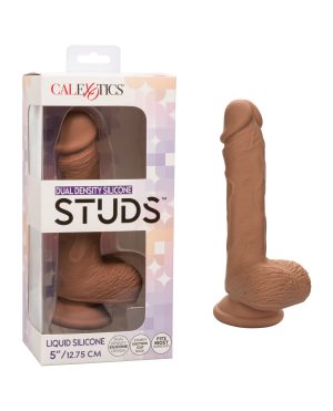 Studs Dual Density Silicone 5″ Dildo – Brown by Dual Density Silicone product image