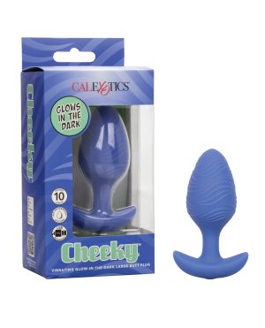 Cheeky Glow in the Dark Vibrating Butt Plug – Large Blue by Cheeky product image