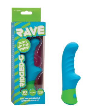 Rave Ridged-G Massager w/Rippled Shaft & Stimulator – Blue/Green by Rave product image