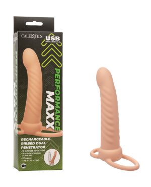 Performance Maxx Rechargeable Ribbed Dual Penetrator – Ivory by Performance Maxx product image