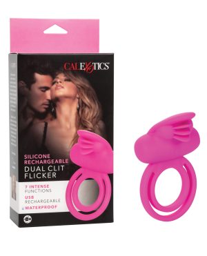 Silicone Rechargeable Dual Clit Flicker Enhancer – Pink by Couple's Enhancers product image