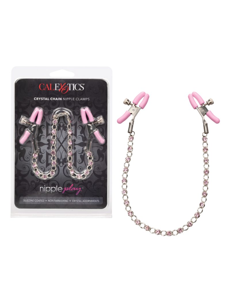 Nipple Play Crystal Chain Nipple Clamps – Pink by Nipple Play product image