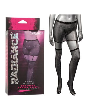 Radiance One Piece Garter Skirt w/Thigh Highs – Black Plus Size by Radiance product image