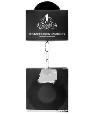 Shots Ouch Beginner’s Handcuffs Furry – Black by Ouch product image