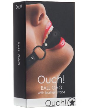 Shots Ouch Ball Gag w/Leather Straps – Black by Ouch product image