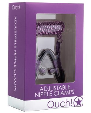 Shots Ouch Adjustable Nipple Clamps w/Chain – Purple by Ouch product image