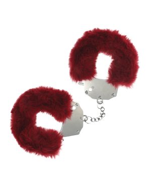 Shots Ouch! Heavy-duty Fluffy Handcuffs – Burgundy by Ouch product image