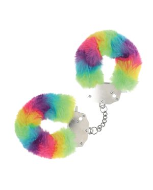 Shots Ouch! Heavy-duty Fluffy Handcuffs – Rainbow by Ouch product image