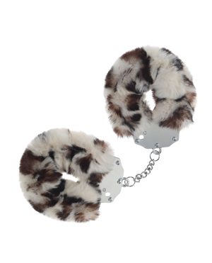 Shots Ouch! Heavy-duty Fluffy Handcuffs – Snow Leopard by Ouch product image