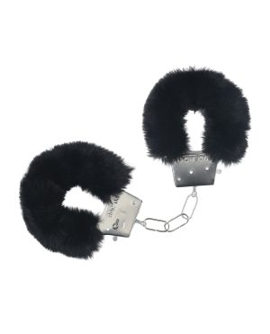Shots Ouch! Classic Fluffy Handcuffs – Black by Ouch product image