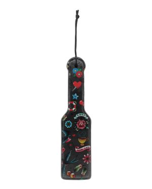 Shots Ouch Old School Tattoo Style Printed Paddle – Black by Ouch product image