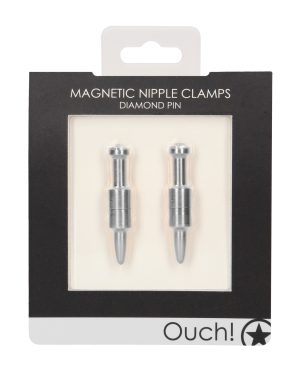Shots Ouch Pin Magnetic Nipple Clamps – Silver by Ouch product image
