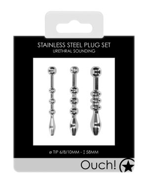 Shots Ouch Urethral Sounding Metal Plug Set – 58 mm by Ouch product image