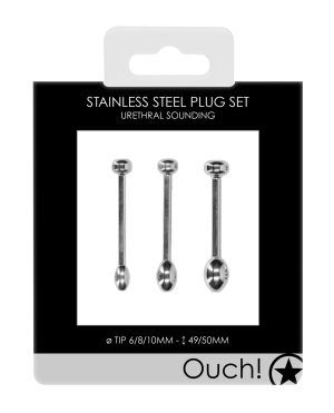 Shots Ouch Urethral Sounding Metal Plug Set – 49/50 mm by Ouch product image