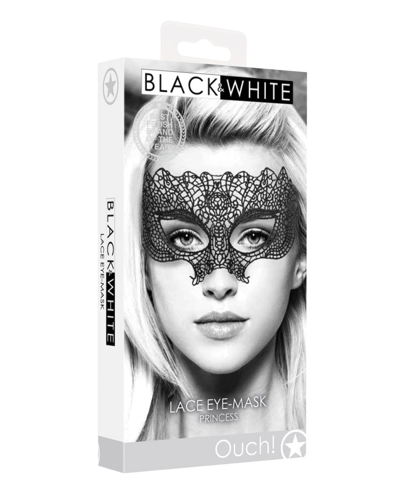 Shots Ouch Black & White Lace Eye Mask – Princess Black by Ouch product image