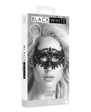 Shots Ouch Black & White Lace Eye Mask – Empress Black by Ouch product image