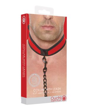 Shots Ouch Puppy Play Puppy Collar w/Leash – Red by Ouch product image