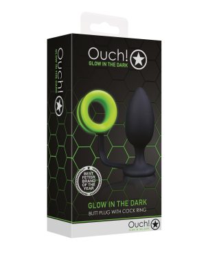 Shots Ouch Butt Plug w/Cock Ring – Glow in the Dark by Ouch product image