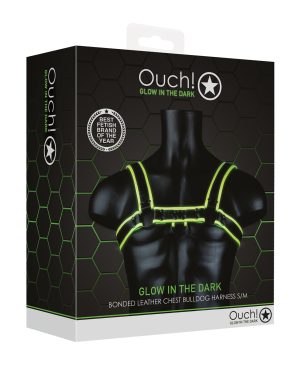 Shots Ouch Chest Bulldog Harness – Glow in the Dark S/M by Ouch product image