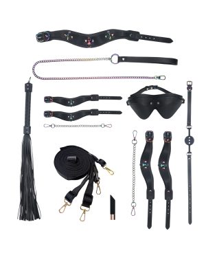 Shots Ouch! Venice Collection Bondage Kit w/Bag – Black/Iridescent by Ouch product image