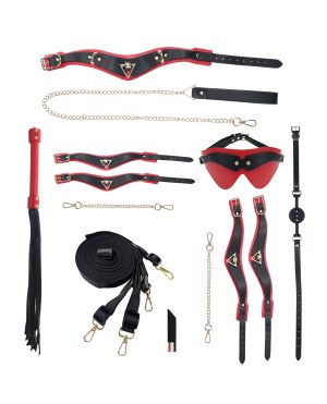 Shots Ouch! Milan Collection Bondage Kit w/Bag – Black/Red by Ouch product image