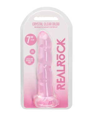 Shots RealRock Crystal Clear Non Realistic 7″ Dildo – Pink by RealRock product image