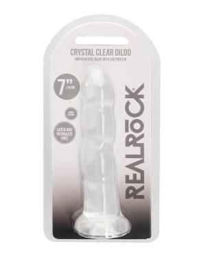Shots RealRock Crystal Clear 7″ Rippled Dildo – Transparent by RealRock product image