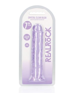 Shots RealRock Crystal Clear 7″ Straight Dildo w/Suction Cup – Purple by RealRock product image