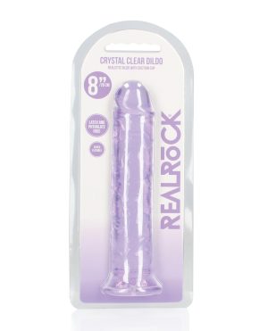 Shots RealRock Crystal Clear 8″ Straight Dildo w/Suction Cup – Purple by RealRock product image
