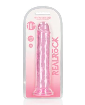 Shots RealRock Realistic Crystal Clear 10″ Straight Dildo – Pink by RealRock product image
