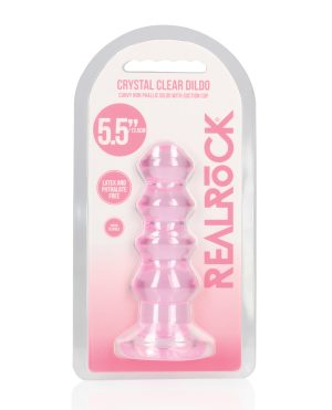 Shots RealRock Crystal Clear 5.5″ Curvy Dildo/Butt Plug – Pink by RealRock product image