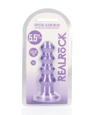 Shots RealRock Crystal Clear 5.5″ Curvy Dildo/Butt Plug – Purple by RealRock product image