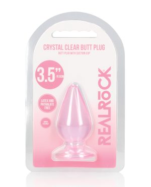 Shots RealRock Crystal Clear 3.5″ Anal Plug – Pink by RealRock product image
