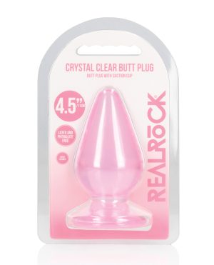 Shots RealRock Crystal Clear 4.5″ Anal Plug – Pink by RealRock product image