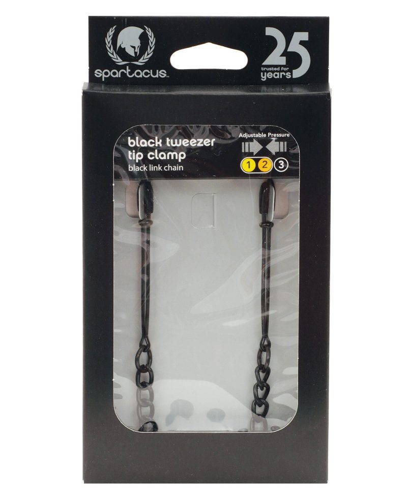 SPF-54 Spartacus Adjustable Black Tweezer Nipple Clamps w/Chain by Spartacus product image
