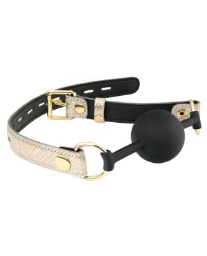 Spartacus Silicone Gag w/Leather Lining – White Snakeskin Micro Fiber by Spartacus product image