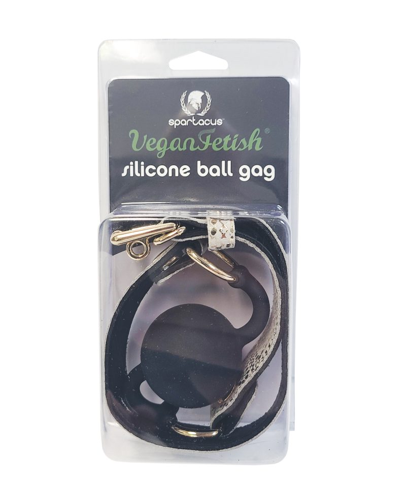 SPU-401WSa Spartacus Silicone Gag w/Leather Lining - White Snakeskin Micro Fiber