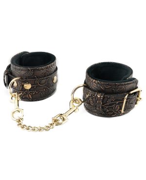 Spartacus Faux Fur Lining Wrist Restraints – Brown Floral Print by Spartacus product image