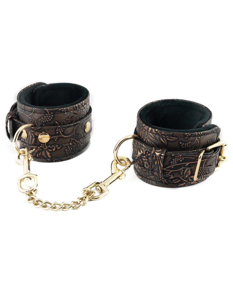 Spartacus Faux Fur Lining Ankle Restraints – Brown Floral Print by Spartacus product image